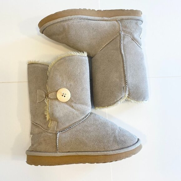 UGG Baily Button Sand-Tan Color Fur Lined Boots Genuine Leather Size 7 - Picture 2 of 9